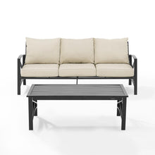 Load image into Gallery viewer, Kaplan 2Pc Outdoor Metal Sofa Set Oatmeal/Oil Rubbed Bronze - Sofa &amp; Coffee Table
