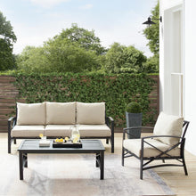 Load image into Gallery viewer, Kaplan 3Pc Outdoor Metal Sofa Set Oatmeal/Oil Rubbed Bronze - Sofa, Arm Chair, &amp; Coffee Table
