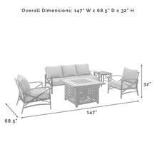 Load image into Gallery viewer, Kaplan 5Pc Outdoor Metal Sofa Set W/Fire Table Mist/Oil Rubbed Bronze - Sofa, Side Table, Tucson Fire Table, &amp; 2 Chairs
