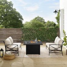 Load image into Gallery viewer, Kaplan 3Pc Outdoor Metal Conversation Set W/Fire Table Oatmeal/Oil Rubbed Bronze - Dante Fire Table &amp; 2 Loveseats
