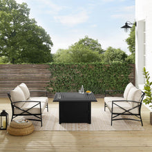 Load image into Gallery viewer, Kaplan 3Pc Outdoor Metal Conversation Set W/Fire Table Oatmeal/Oil Rubbed Bronze - Dante Fire Table &amp; 2 Loveseats

