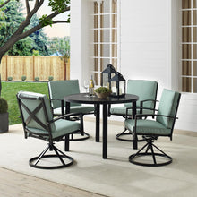 Load image into Gallery viewer, Kaplan 5Pc Outdoor Metal Round Dining Set Mist/Oil Rubbed Bronze - Table &amp; 4 Swivel Chairs
