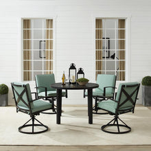Load image into Gallery viewer, Kaplan 5Pc Outdoor Metal Round Dining Set Mist/Oil Rubbed Bronze - Table &amp; 4 Swivel Chairs
