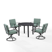 Load image into Gallery viewer, Kaplan 5Pc Outdoor Metal Round Dining Set Mist/Oil Rubbed Bronze - Table &amp; 4 Swivel Chairs
