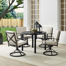Load image into Gallery viewer, Kaplan 5Pc Outdoor Metal Round Dining Set Oatmeal/Oil Rubbed Bronze - Table &amp; 4 Swivel Chairs

