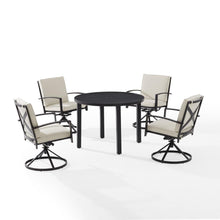 Load image into Gallery viewer, Kaplan 5Pc Outdoor Metal Round Dining Set Oatmeal/Oil Rubbed Bronze - Table &amp; 4 Swivel Chairs
