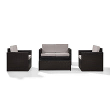 Load image into Gallery viewer, Palm Harbor 4Pc Outdoor Wicker Conversation Set Gray/Brown - Loveseat, Coffee Table, &amp; 2 Chairs
