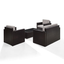 Load image into Gallery viewer, Palm Harbor 4Pc Outdoor Wicker Conversation Set Gray/Brown - Loveseat, Coffee Table, &amp; 2 Chairs
