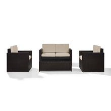 Load image into Gallery viewer, Palm Harbor 4Pc Outdoor Wicker Conversation Set Sand/Brown - Loveseat, Coffee Table, &amp; 2 Chairs
