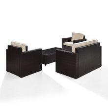 Load image into Gallery viewer, Palm Harbor 4Pc Outdoor Wicker Conversation Set Sand/Brown - Loveseat, Coffee Table, &amp; 2 Chairs
