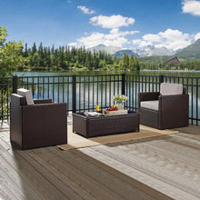 Load image into Gallery viewer, Palm Harbor 3Pc Outdoor Wicker Chair Set Gray/Brown - Coffee Table &amp; 2 Chairs
