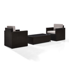 Load image into Gallery viewer, Palm Harbor 3Pc Outdoor Wicker Chair Set Gray/Brown - Coffee Table &amp; 2 Chairs

