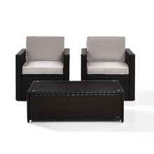 Load image into Gallery viewer, Palm Harbor 3Pc Outdoor Wicker Chair Set Gray/Brown - Coffee Table &amp; 2 Chairs
