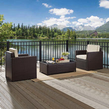 Load image into Gallery viewer, Palm Harbor 3Pc Outdoor Wicker Chair Set Sand/Brown - Coffee Table &amp; 2 Chairs
