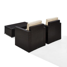 Load image into Gallery viewer, Palm Harbor 3Pc Outdoor Wicker Chair Set Sand/Brown - Coffee Table &amp; 2 Chairs
