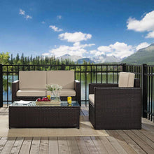 Load image into Gallery viewer, Palm Harbor 3Pc Outdoor Wicker Conversation Set Sand/Brown - Loveseat, Chair, &amp; Coffee Table
