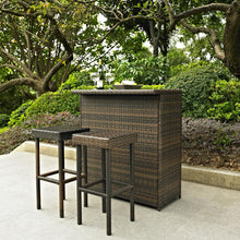 Load image into Gallery viewer, Palm Harbor 3Pc Outdoor Wicker Bar Set Brown - Bar &amp; Stools
