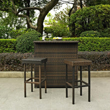 Load image into Gallery viewer, Palm Harbor 3Pc Outdoor Wicker Bar Set Brown - Bar &amp; Stools
