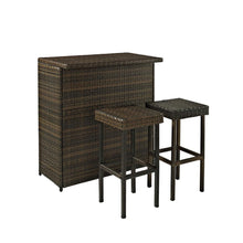 Load image into Gallery viewer, Palm Harbor 3Pc Outdoor Wicker Bar Set Brown - Bar &amp; Stools
