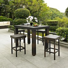 Load image into Gallery viewer, Palm Harbor 5Pc Outdoor Wicker Counter Height Dining Set Brown - Table &amp; 4 Stools
