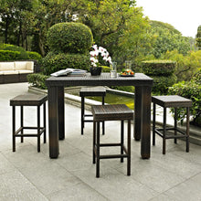 Load image into Gallery viewer, Palm Harbor 5Pc Outdoor Wicker Counter Height Dining Set Brown - Table &amp; 4 Stools
