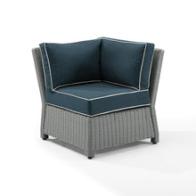 Load image into Gallery viewer, Bradenton Outdoor Wicker Sectional Corner Chair Navy/Gray
