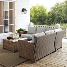 Load image into Gallery viewer, Bradenton 4Pc Outdoor Wicker Sectional Set Gray/Weathered Brown
