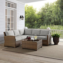 Load image into Gallery viewer, Bradenton 4Pc Outdoor Wicker Sectional Set Gray/Weathered Brown
