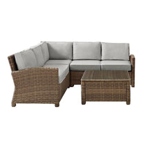 Load image into Gallery viewer, Bradenton 4Pc Outdoor Wicker Sectional Set Gray/Weathered Brown
