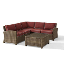 Load image into Gallery viewer, Bradenton 4Pc Outdoor Wicker Sectional Set Sangria/Weathered Brown
