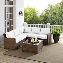 Load image into Gallery viewer, Bradenton 4Pc Outdoor Sectional Set - Sunbrella White/Weathered Brown

