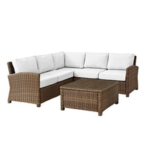 Load image into Gallery viewer, Bradenton 4Pc Outdoor Sectional Set - Sunbrella White/Weathered Brown

