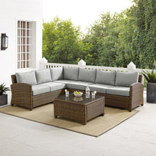 Load image into Gallery viewer, Bradenton 5Pc Outdoor Wicker Sectional Set Gray/Weathered Brown
