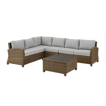 Load image into Gallery viewer, Bradenton 5Pc Outdoor Wicker Sectional Set Gray/Weathered Brown
