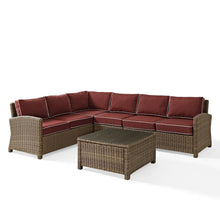 Load image into Gallery viewer, Bradenton 5Pc Outdoor Wicker Sectional Set Sangria/Weathered Brown
