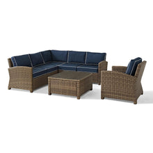 Load image into Gallery viewer, Bradenton 5Pc Outdoor Wicker Sectional Set Navy/Weathered Brown
