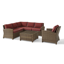 Load image into Gallery viewer, Bradenton 5Pc Outdoor Wicker Sectional Set Sangria/Weathered Brown
