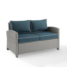 Load image into Gallery viewer, Bradenton Outdoor Wicker Loveseat Navy/Gray

