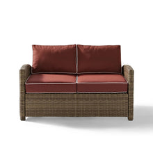 Load image into Gallery viewer, Bradenton Outdoor Wicker Loveseat Sangria/Weathered Brown
