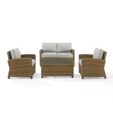 Load image into Gallery viewer, Bradenton 4Pc Outdoor Wicker Conversation Set Gray/Weathered Brown - Loveseat, Coffee Table, &amp; 2 Arm Chairs
