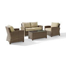 Load image into Gallery viewer, Bradenton 4Pc Outdoor Wicker Conversation Set Sand/Weathered Brown - Loveseat, Coffee Table, &amp; 2 Arm Chairs
