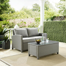 Load image into Gallery viewer, Bradenton 2Pc Outdoor Wicker Conversation Set Gray/Gray - Loveseat &amp; Coffee Table
