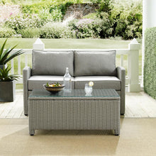 Load image into Gallery viewer, Bradenton 2Pc Outdoor Wicker Conversation Set Gray/Gray - Loveseat &amp; Coffee Table
