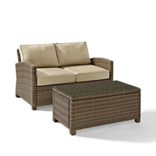 Load image into Gallery viewer, Bradenton 2Pc Outdoor Wicker Conversation Set Sand/Weathered Brown - Loveseat &amp; Coffee Table
