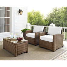 Load image into Gallery viewer, Bradenton 2Pc Outdoor Armchair Set - Sunbrella White/Weathered Brown - 2 Armchairs
