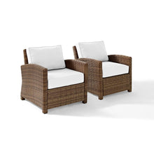 Load image into Gallery viewer, Bradenton 2Pc Outdoor Armchair Set - Sunbrella White/Weathered Brown - 2 Armchairs
