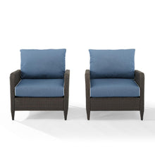 Load image into Gallery viewer, Kiawah 2Pc Outdoor Wicker Chair Set Blue/Brown - 2 Armchairs
