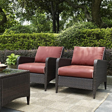 Load image into Gallery viewer, Kiawah 2Pc Outdoor Wicker Chair Set Sangria/Brown - 2 Armchairs
