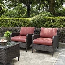 Load image into Gallery viewer, Kiawah 2Pc Outdoor Wicker Chair Set Sangria/Brown - 2 Armchairs
