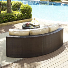 Load image into Gallery viewer, Catalina 2Pc Outdoor Wicker Sectional Set Sand/Brown - Sectional Sofa &amp; Round Glass Top Coffee Table
